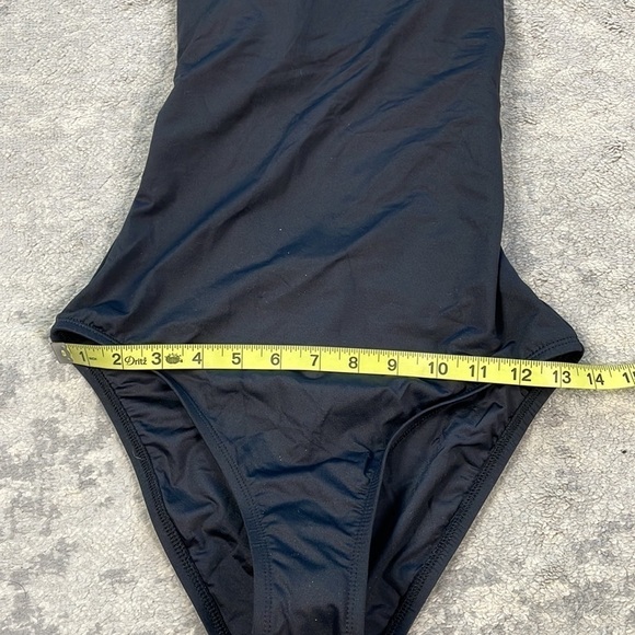 New La Blanca Island Goddess Lace Up Back One Shoulder One Piece Swimsuit Black - Picture 7 of 11